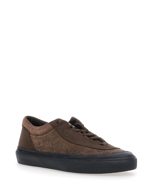 Stone Island Brown Low-Top Suede Sneakers Calf Leather Trainers for men