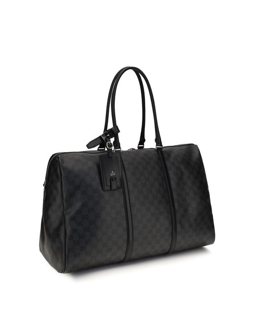 Gucci Black Travel Bag Gg Web Stripe Fabric Shoulder
