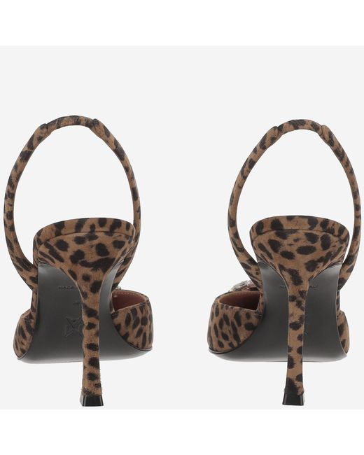 AMINA MUADDI Metallic Camelia Suede Slingback Shoe