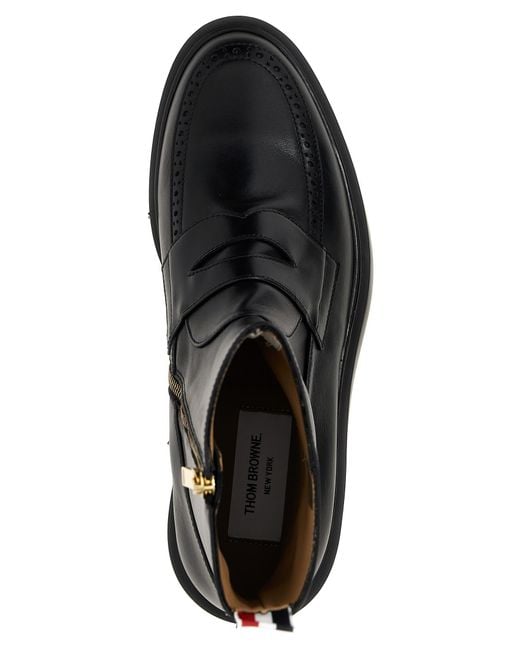 Thom Browne Black Penny Loafer Boots, Ankle Boots for men
