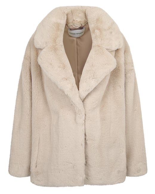 Stand Studio Synthetic Savannah Faux-fur Jacket in Natural | Lyst