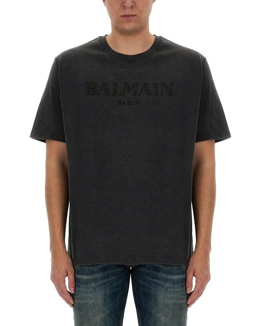 Balmain Black Vintage Logo T-shirt for men