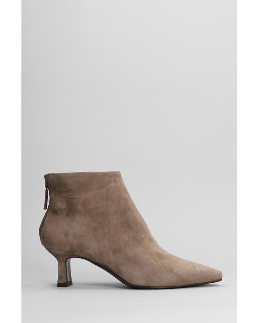 The Seller Brown High Heels Ankle Boots In Taupe Suede