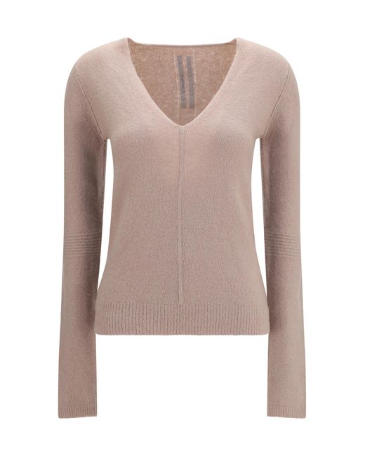 Rick Owens Pink V-Neck Sweater