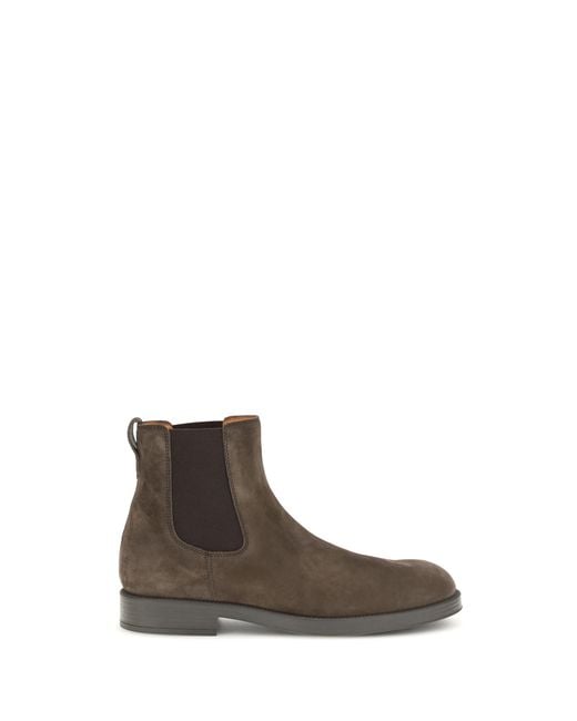 Tod's Brown Suede Chelsea Boots Calf Leather Bos Taurus for men