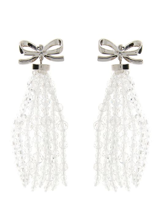 Self-Portrait White Bow Beaded Waterfall Earrings