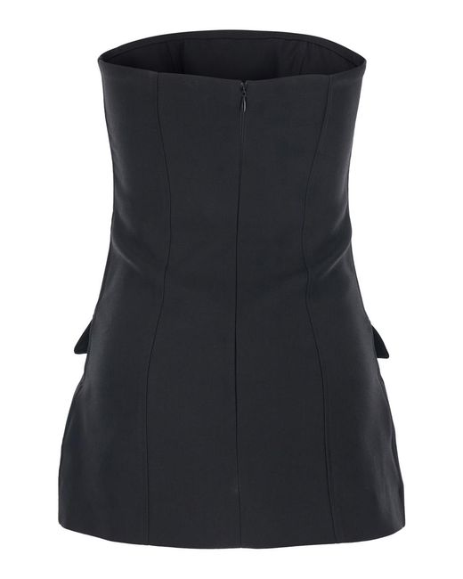 Totême Black Top Off-Shoulder Wool-Blend Tops