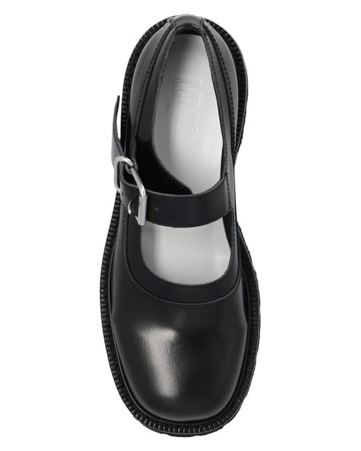 MM6 by Maison Martin Margiela Black Mary Jane Leather Shoes