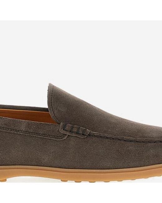 Tod's Brown Suede Loafers Calfskin for men