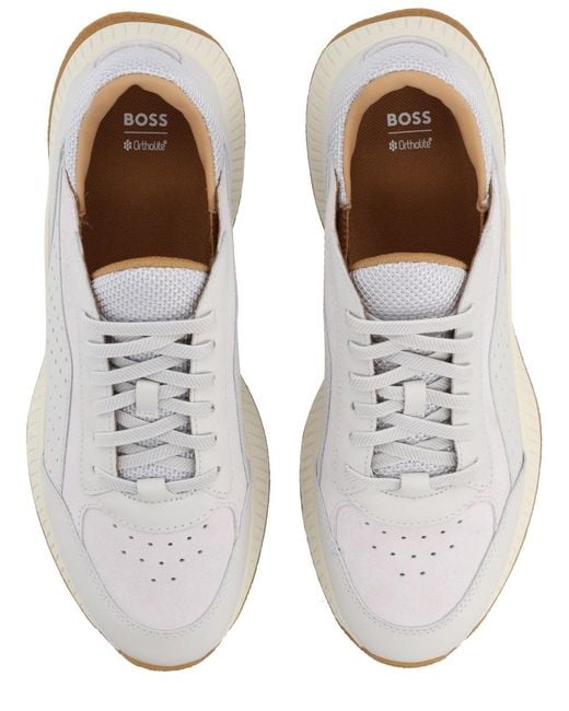 Boss White Leather Sneaker Trainers for men