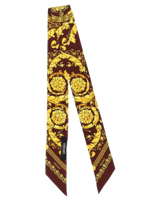 Versace Red Baroque Printed Silk Twill Scarf