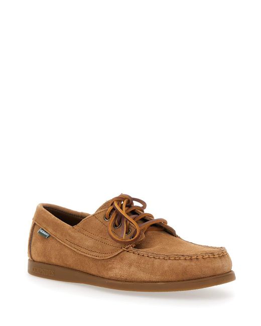 Sebago Brown Askook Loafers With Patch Logo On The Side And Tone-On-Tone Stitching for men