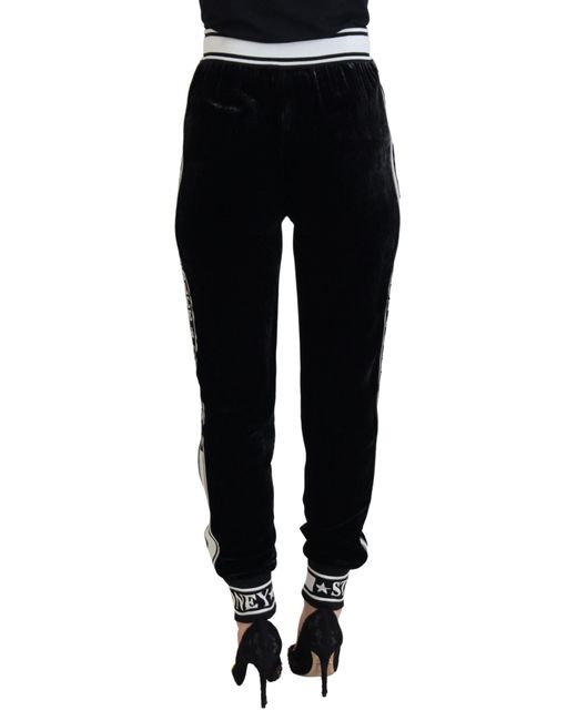 Dolce & Gabbana Black Velvet Joggers Relaxed Fit