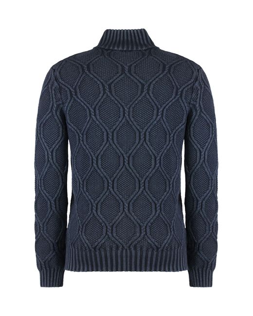 Moorer Blue Fedro Turtleneck Wool Pullover for men