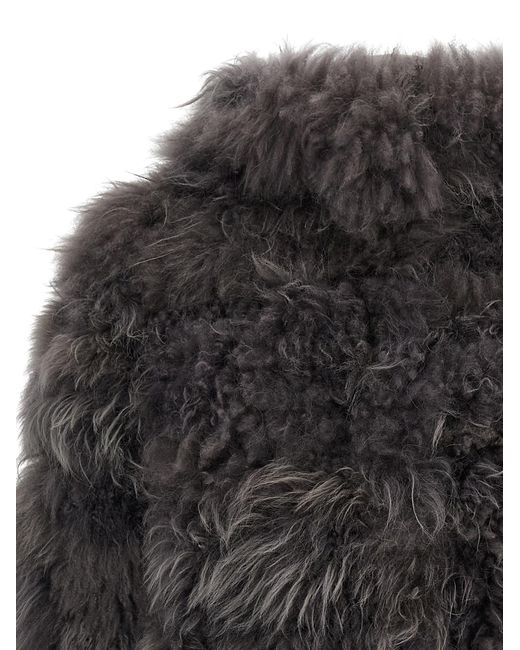 Simonetta Ravizza Gray Flen Coat Goat Fur