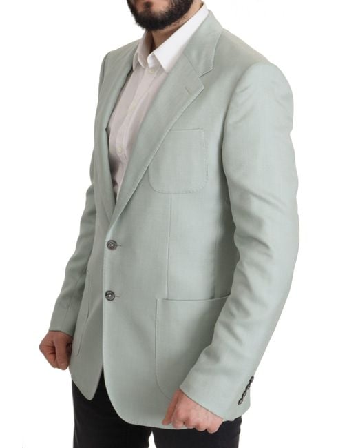 Dolce & Gabbana Gray Green Cashmere Blazer Jacket for men