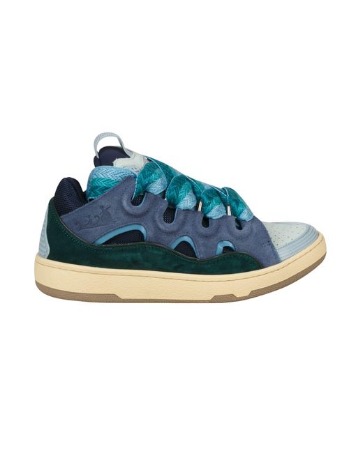 Lanvin Blue Thick Platform Lace-up Sneakers