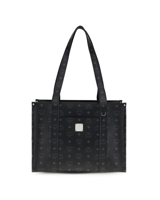 MCM Black Aren Visetos Tote Bag