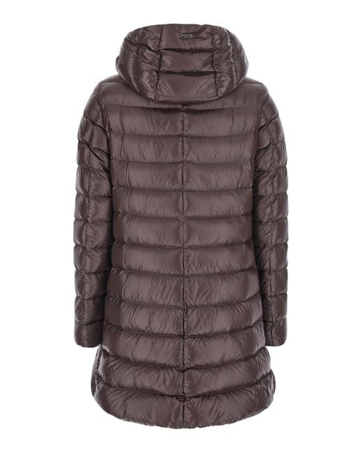 Herno Brown Down Jacket Tech Fabric Puffer