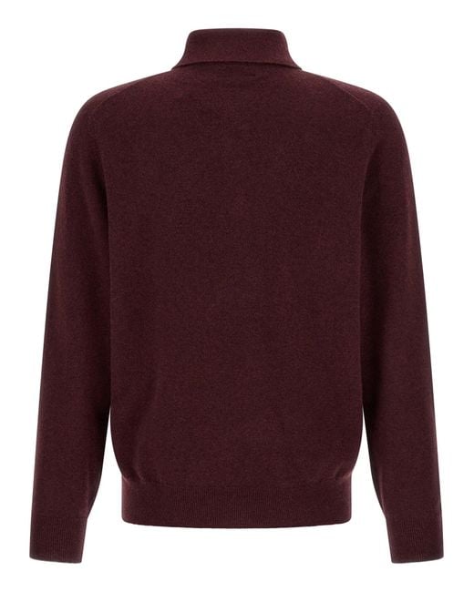 Brunello Cucinelli Red Cashmere Polo Shirt for men