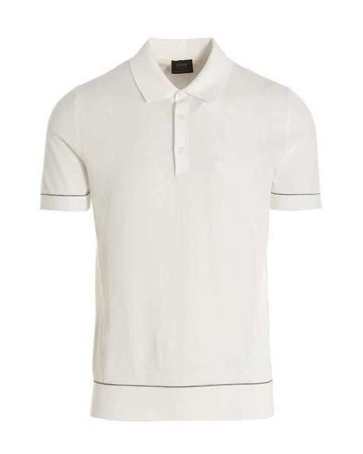 Brioni White Cotton Polo Shirt for men