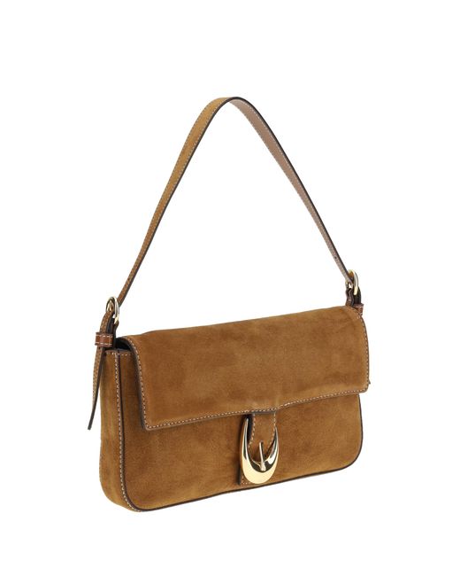 Staud Brown Shoulder Bag Harlow Calf Leather