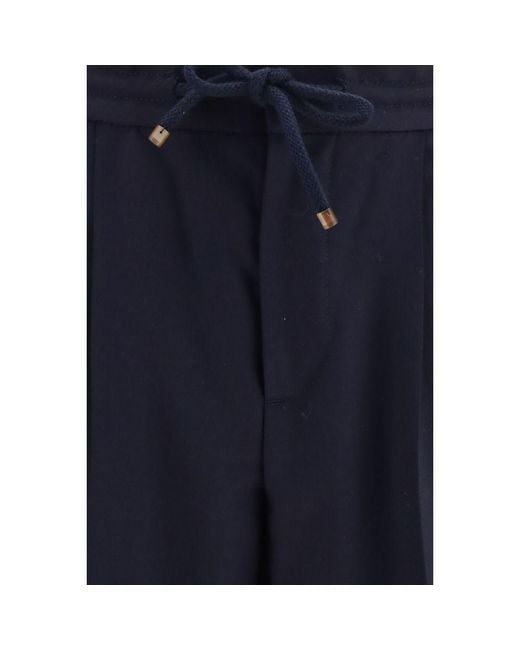Brunello Cucinelli Blue Wool Oves Aries Casual Pants for men