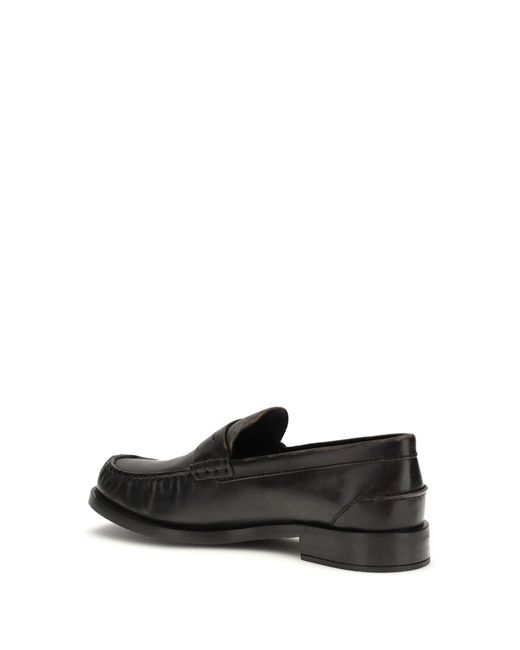 Prada Black Leather Loafers-Tan Calf