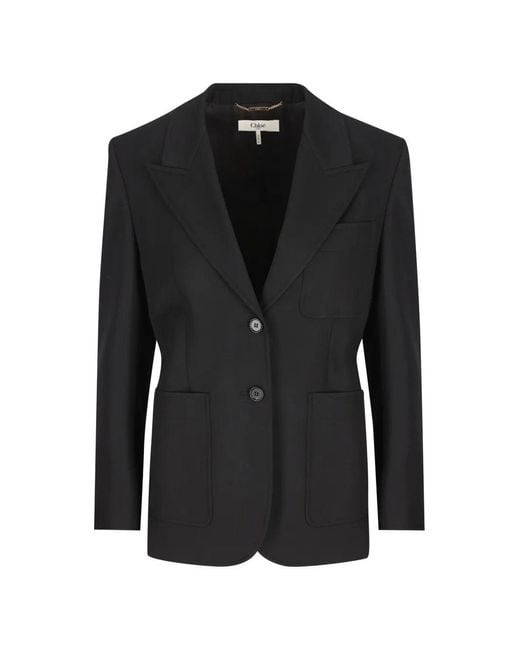 Chloé Black Veste En Laine Grain De Poudre Noire Jacket