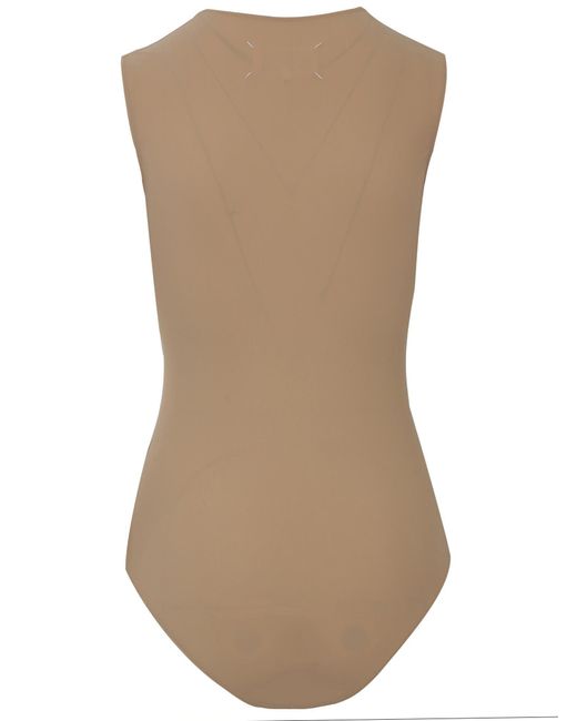 Maison Margiela Brown Seamless Bodysuit With High Neckline