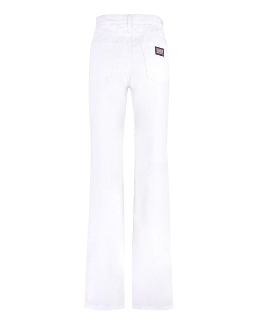 Dolce & Gabbana White 5-Pocket Straight-Leg Jeans Cotton