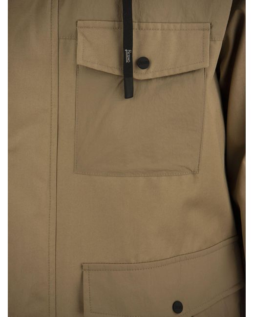 Herno Green Field Jacket In Cotton Gabardine for men