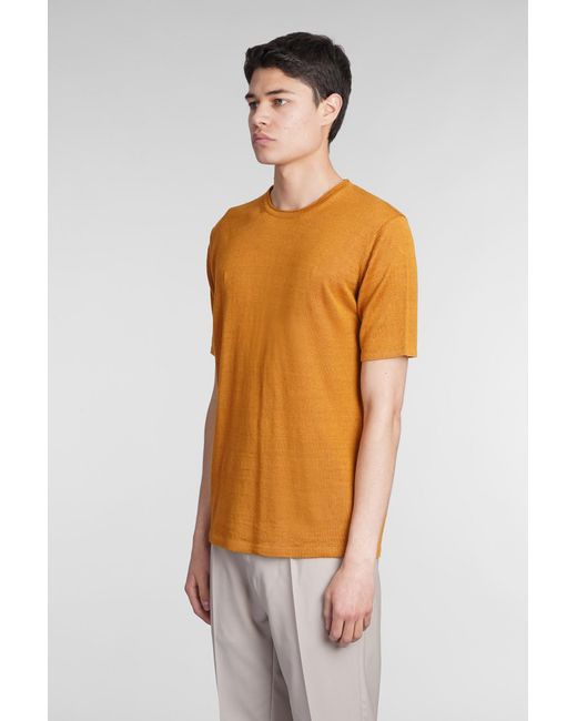 Roberto Collina T-shirt In Orange Linen for men