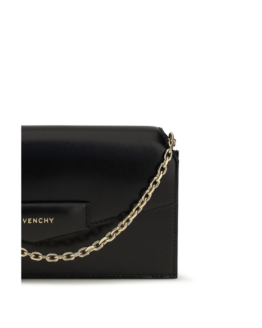 Givenchy Black Antigona Box Leather Pouch With Chain Calf Bos Taurus Wallet