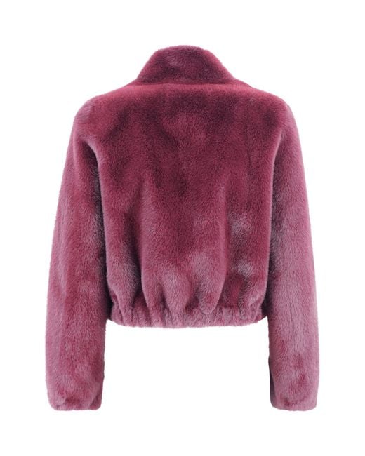 VALENTINI 1972 Purple Faux Fur Jacket With High Collar