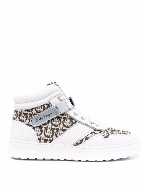 Ferragamo White Noè High-Top Sneakers