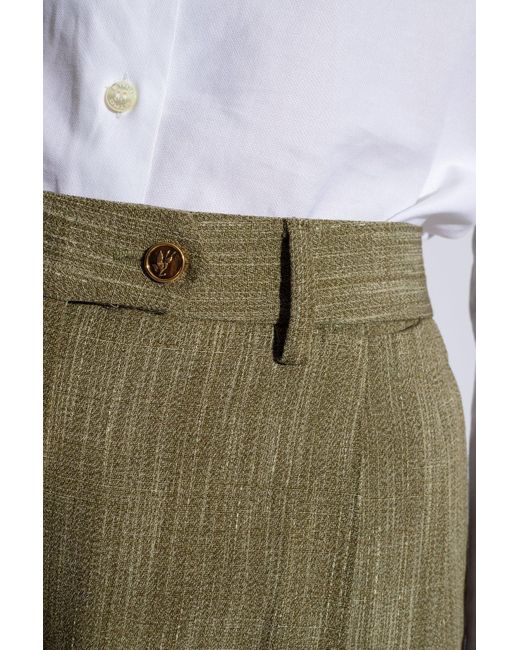 Etro Green Wide Pleat-front Trousers,
