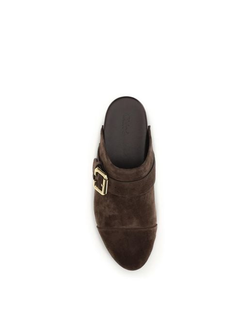Chloé Brown Clog Mules Jeannette