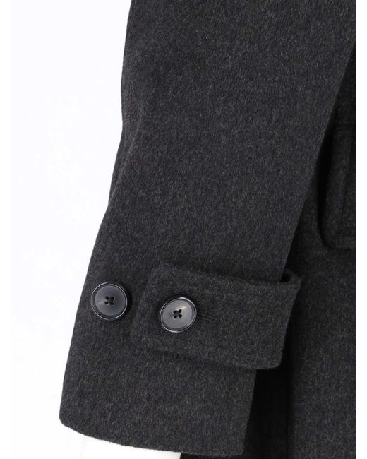 Caruso Black Double-Breasted Wool Coat for men