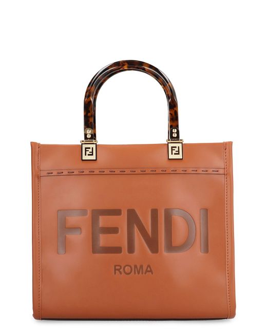 Fendi Brown Sunshine Small Leather Handbag
