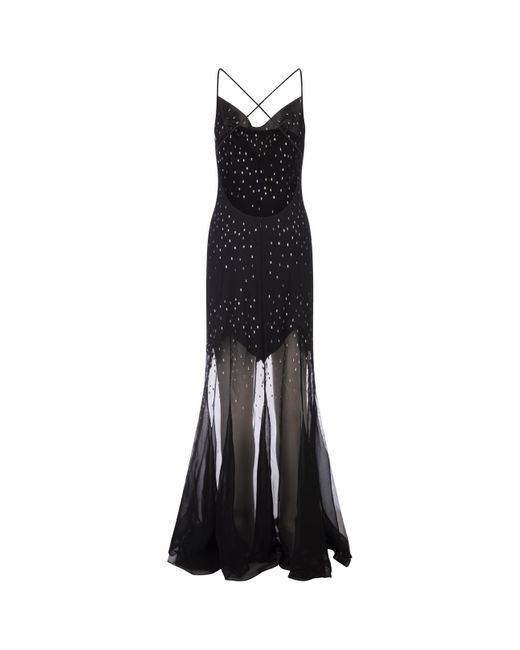 Rabanne Black Long Dress With Crystals