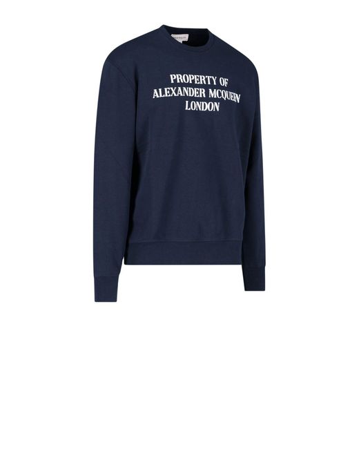 Alexander McQueen Blue Printed Crewneck Sweatshirt for men