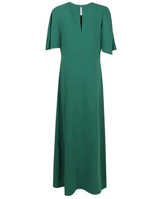 P.A.R.O.S.H. Green Maxi Dress With Flutter Sleeves And Keyhole Back