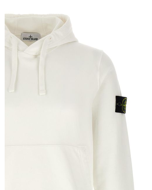Stone Island White Logo Badge Hoodie for men