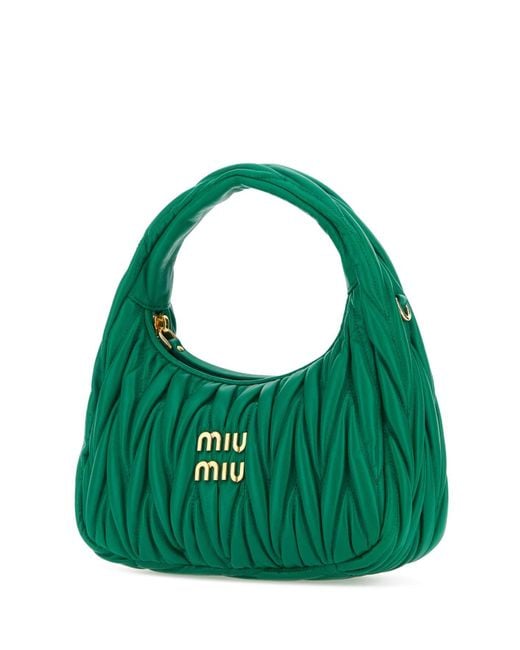 Miu Miu Green Grass Nappa Leather Handbag