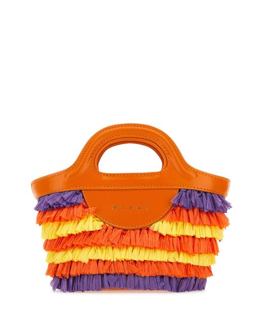 Marni Orange Multicolor Fabric Micro Tropicalia Summer Handbag