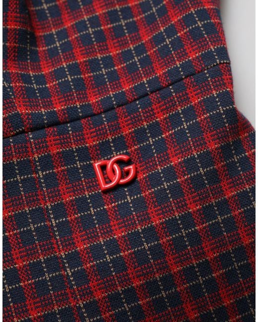 Dolce & Gabbana Black Checkered Shortsleeve Sheath Dress And Cotton Polyester Elastane