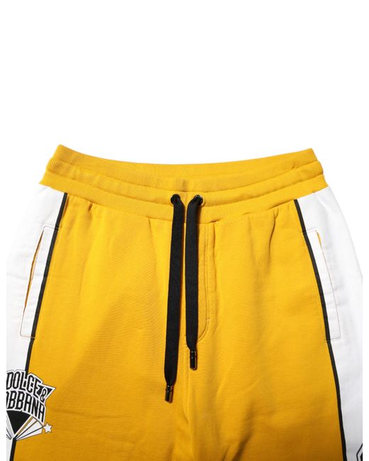 Dolce & Gabbana Yellow Striped Graphic Pants for men