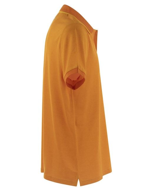Vilebrequin Orange Short-Sleeved Cotton Polo Shirt for men