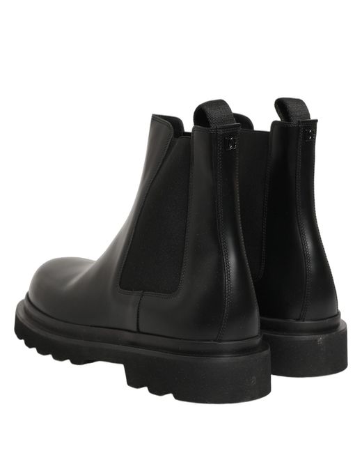 Dolce & Gabbana Black Chelsea Boots Leather Slip On Shoes for men